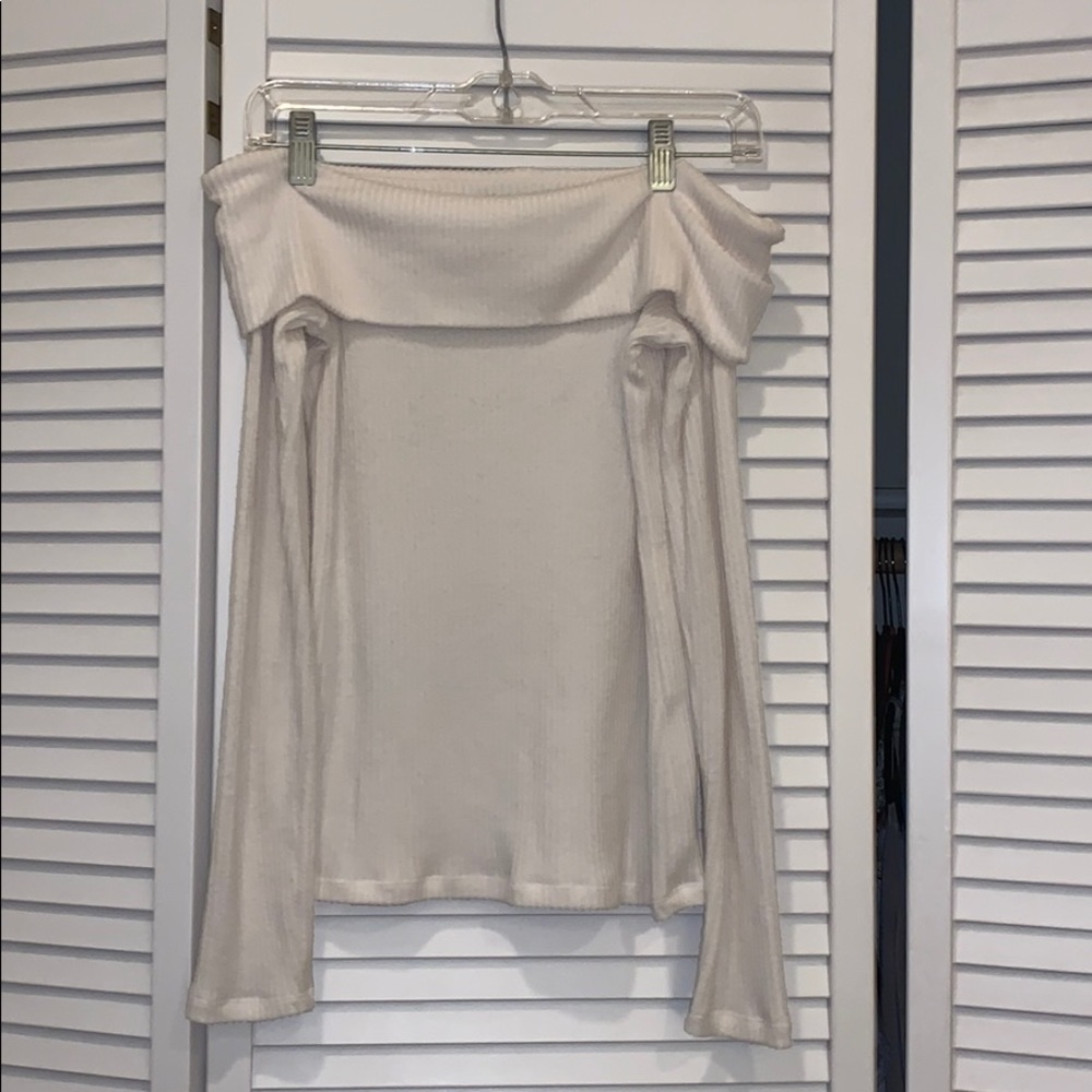 White off the shoulder Abercrombie sweater